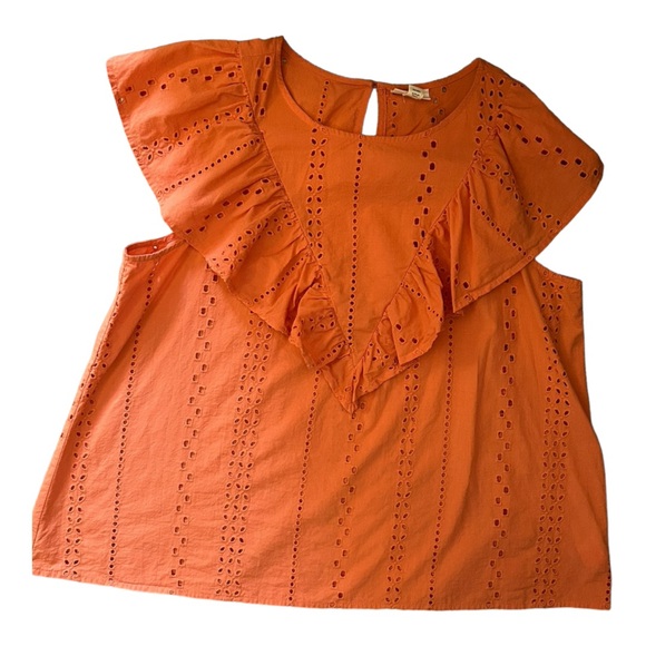 A.N.A ruffle sleeve/ sleeveless eyelet coral boho top- Size L - Picture 8 of 10